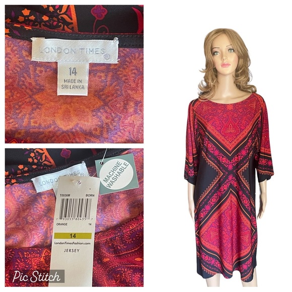 London Times, size 14 Long sleeve shift dress that hits around the knee. - Picture 11 of 11